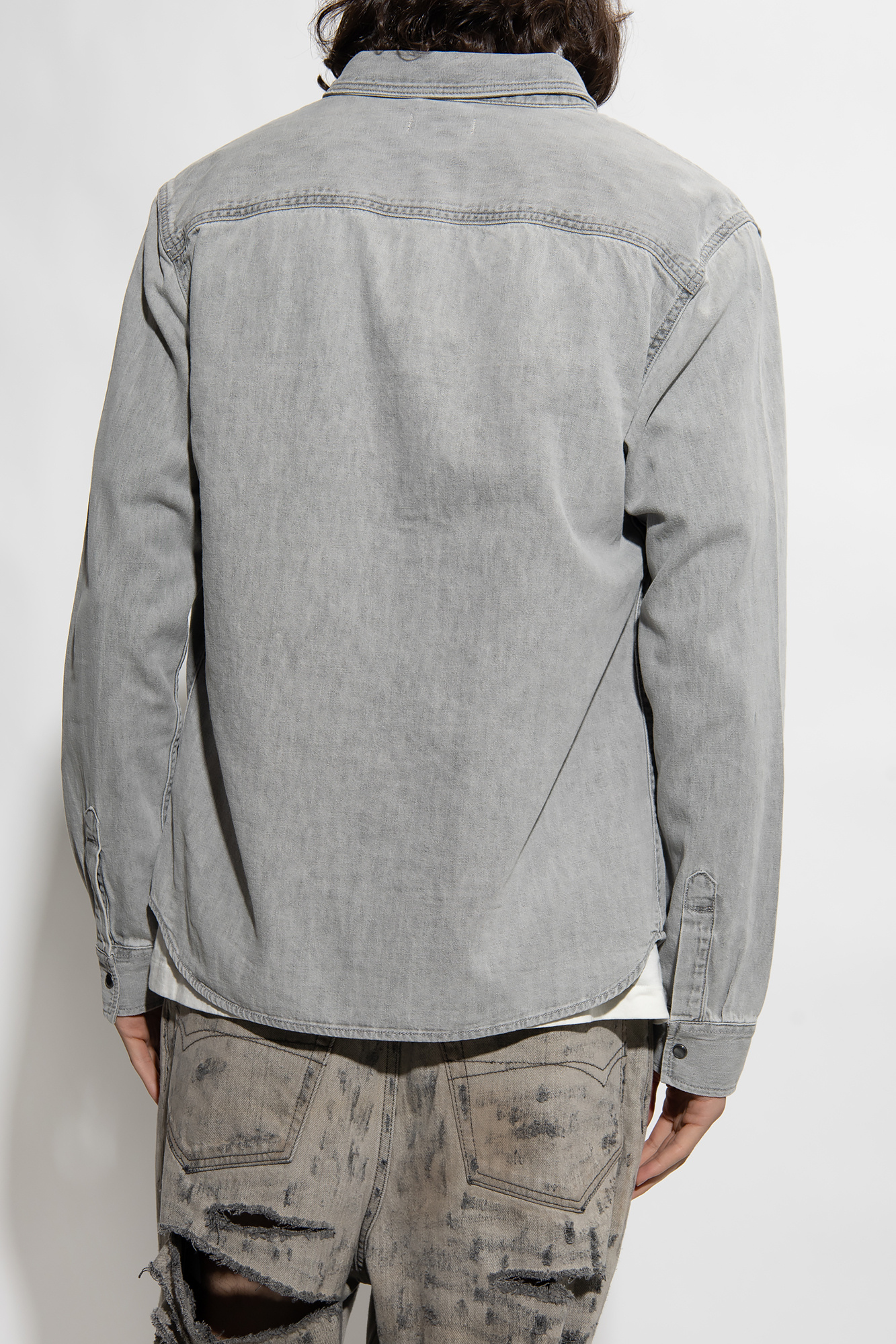 All saints grey sales denim shirt